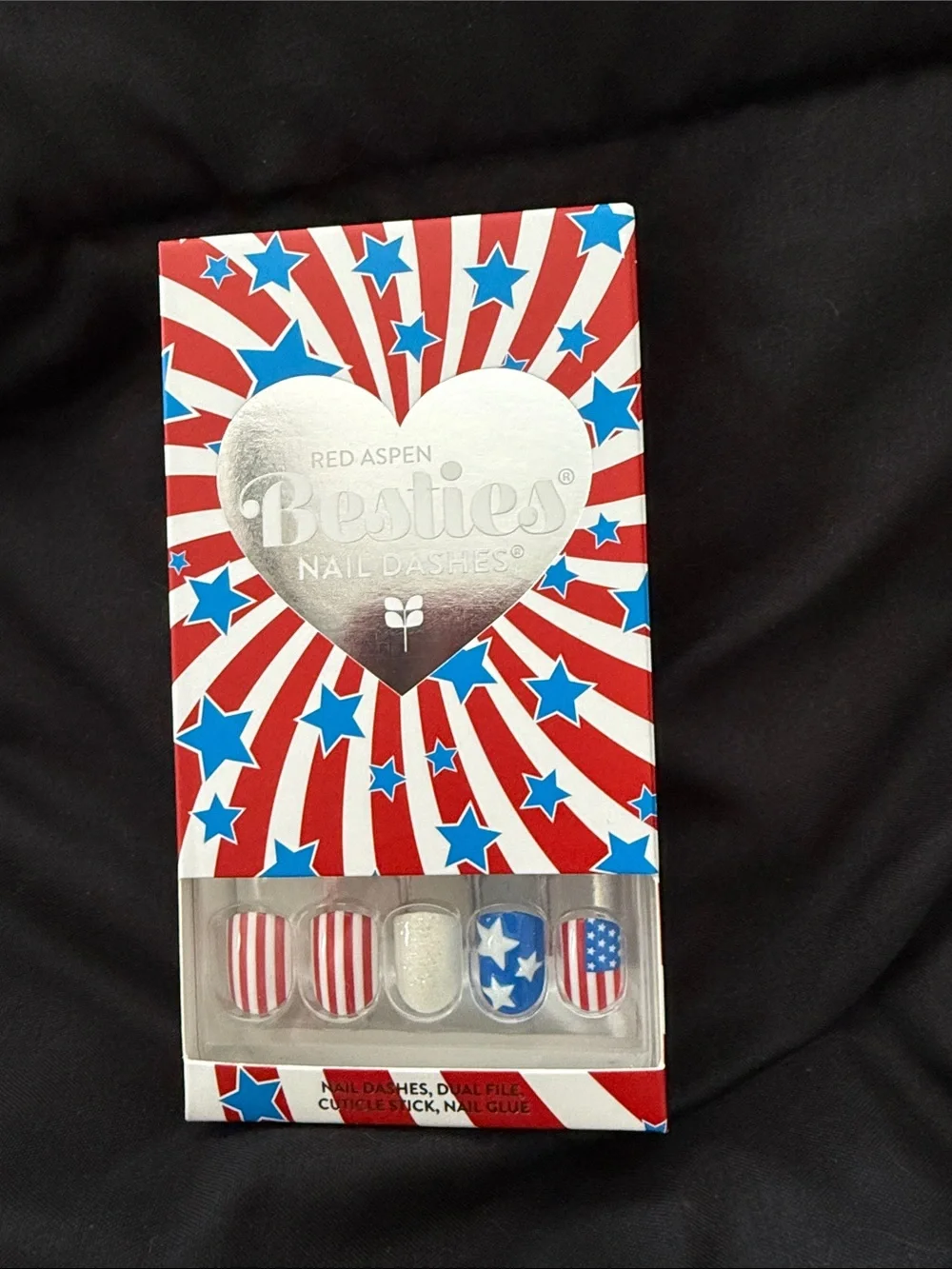 Red Aspen Nail Dashes Press-On Nails - Red White & Blue + Red Plaid short square